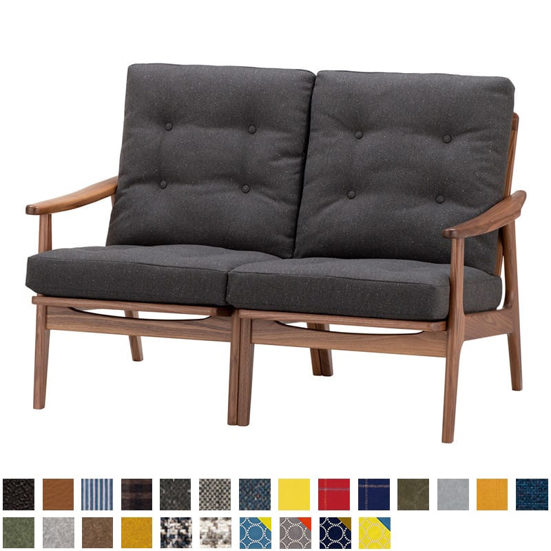 ウォルナットフレームハイバックチェア 2シーター