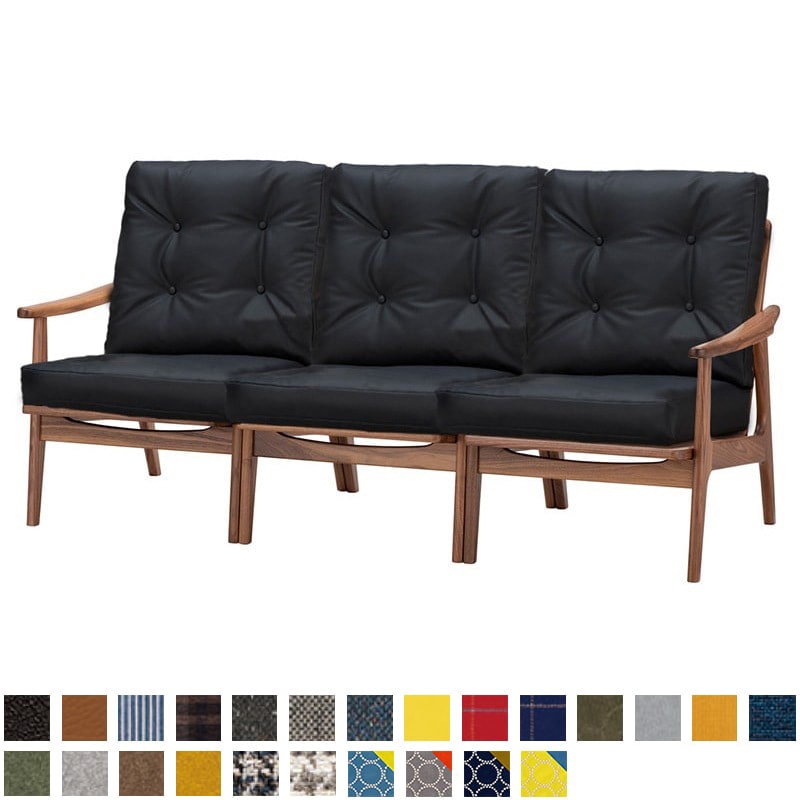 ウォルナットフレームハイバックチェア 3シーター