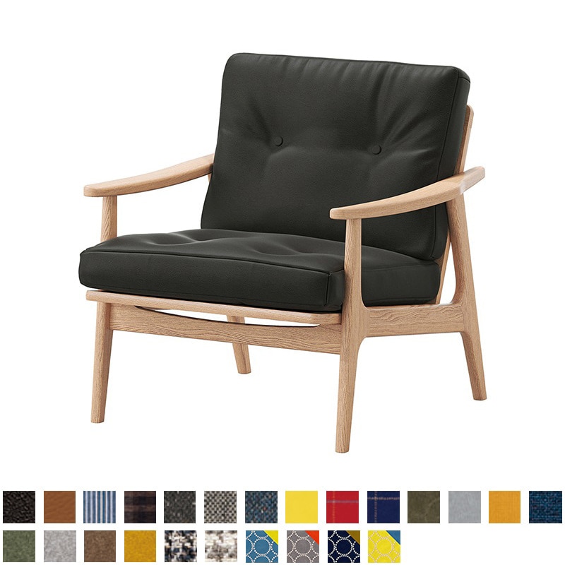 オークフレームワイドチェア 1シーター・両肘