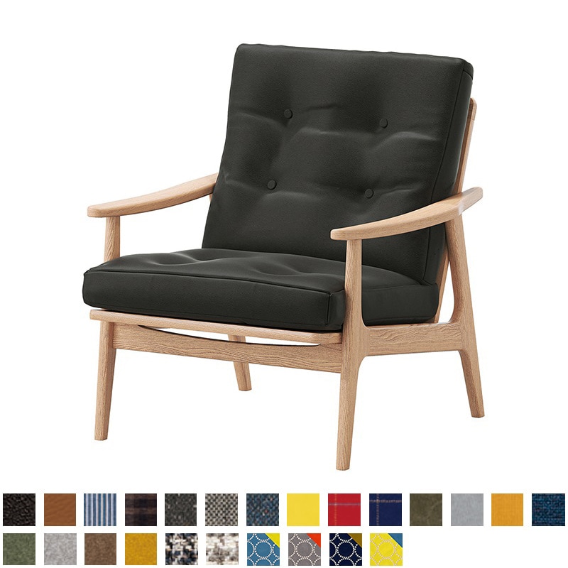 オークフレームワイドハイバックチェア 1シーター・両肘