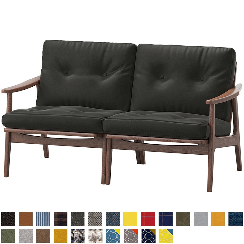 ウォルナットフレームワイドチェア 2シーター