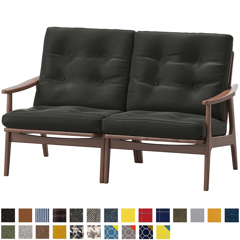 ウォルナットフレームワイドハイバックチェア 2シーター