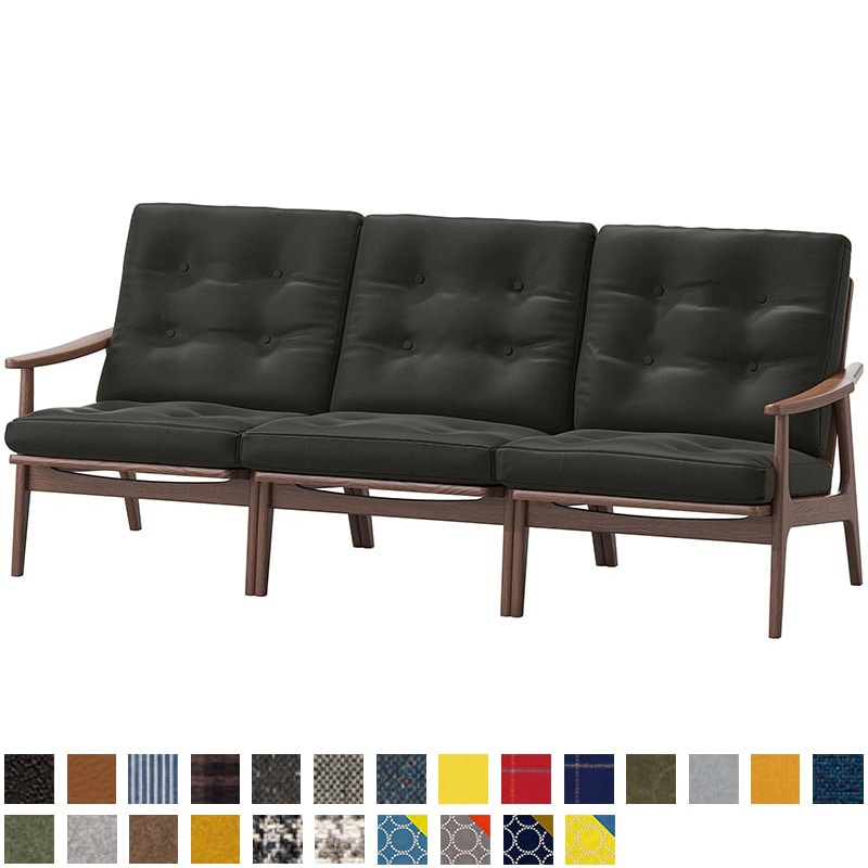 ウォルナットフレームワイドハイバックチェア 3シーター