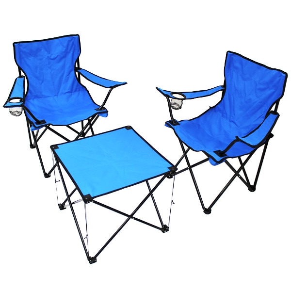 青 テーブルチェアセット 折りたたみ機能付き アウトドア用　キャンプ　テント　海 青 テーブルチェアセット 折りたたみ機能付き アウトドア用