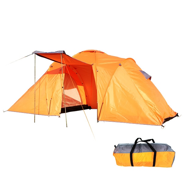 キャンプテント 4人用 ドーム型 組み立て式 収納袋付属 ブラウン
