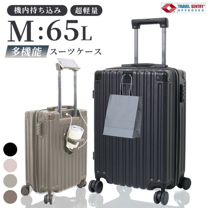 スーツケース Mサイズ 軽量 キャリーケース TSAロック USB充電ポート