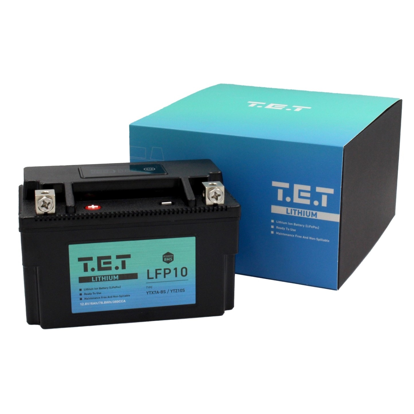 T.E.T LFP10 超軽量 リチウムイオンバッテリーYTZ10S / YTX7A-BS 互換