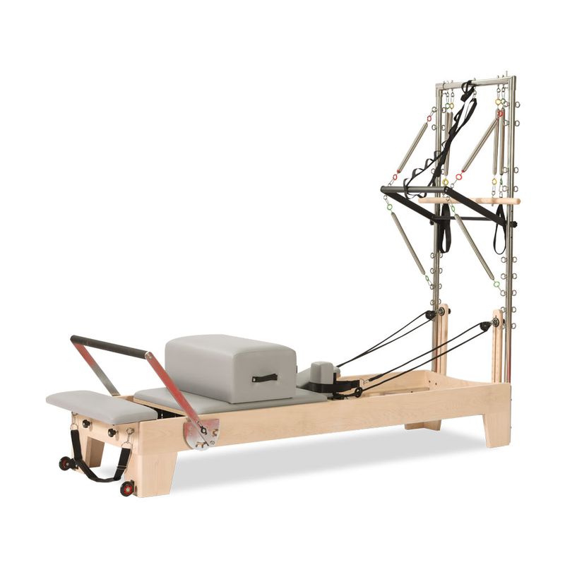 ピラティスマシン PLT-001T｜ハーフタワータイプ｜リフォーマーとキャデラックの機能を兼備｜垂直方向エクササイズ対応｜ピラティススタジオ向け高機能モデル