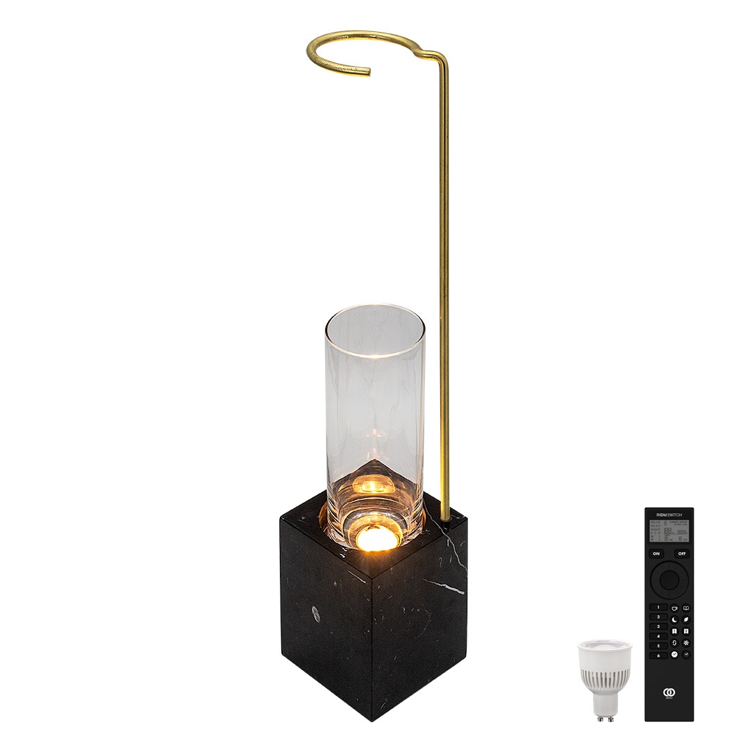 【LUMINA STONE】フラワーベースランプ フロアライト ブラック×ゴールド