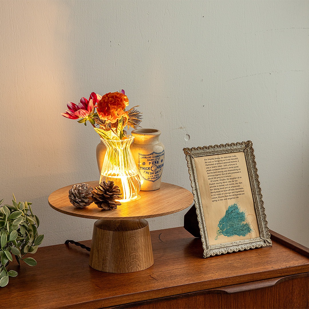 【GLOAK】フラワーベースランプ テーブルライト ナチュラル※フラワーベース別売り