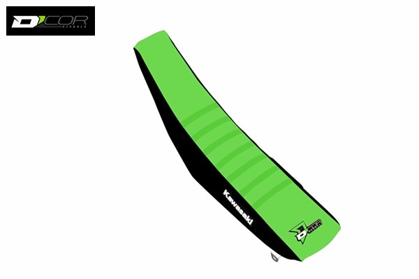 【KX250 '21-'26/450 '19-'26】ブラック/グリーン（グリーンリブ付き）DCOR リブ付きシートカバー