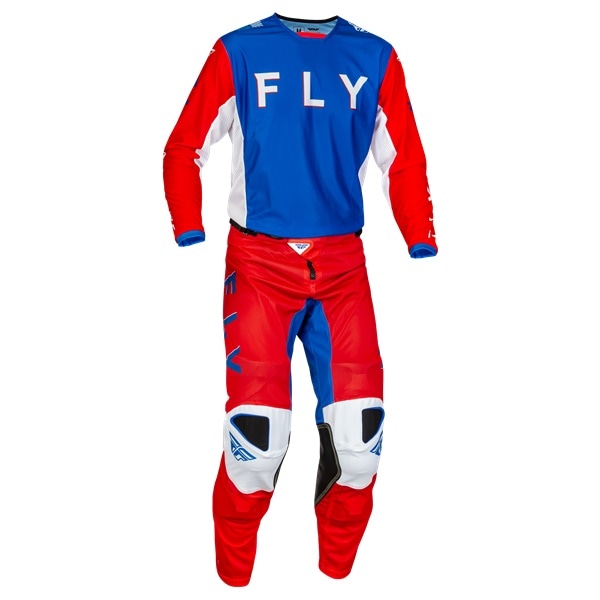 最終アウトレット'23スプリングモデル KINETIC メッシュタイプ SE KORE MXウエア上下セット  RED/WHITE/BLUE FLY【アウトレット：送料無料対象外、返品・交換不可】
