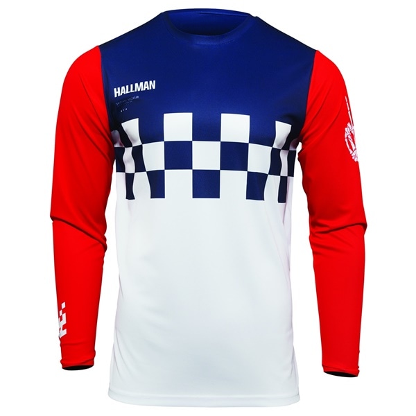 HALLMAN Differ Cheq ＭＸジャージ ホワイト/レッド/ブルー ＴＨＯＲ