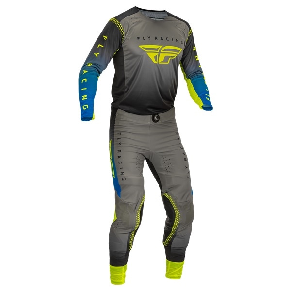 ★最終アウトレット '23 LITE  MXウエア上下セット GRAY/BLUE/HI-VIS FLY　【アウトレット：送料無料対象外、返品・交換不可】