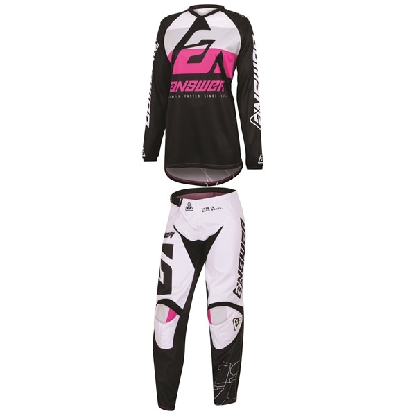 ★最終アウトレット　【ガールズ】 '23 SYNCRON CC MX上下セット BLACK/WHITE/ローダミン ANSWER　【アウトレット：送料無料対象外、返品・交換不可】