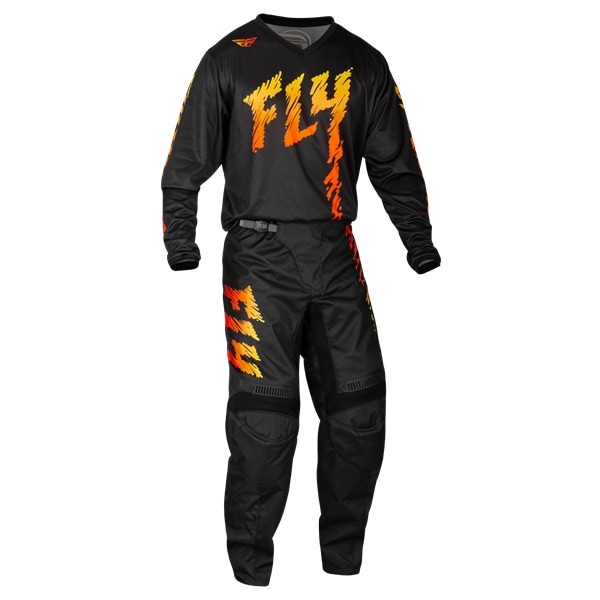 最終アウトレット【キッズ】 '24モデル F-16 MXウエア 上下セット BLACK/YELLOW/ORANGE FLY【アウトレット：送料無料対象外、返品・交換不可】