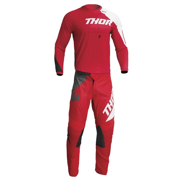 最終アウトレット 【キッズ】 '23 SECTOR EDGE MXウエア 上下セット RED/WHITE THOR　【アウトレット：送料無料対象外、返品・交換不可】