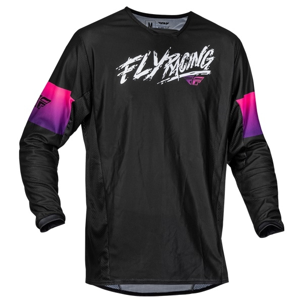 最終アウトレット【キッズ】 '23スプリングモデル KINETIC MXジャージ メッシュタイプ KHAOS BLACK/PURPLE/PINK  FLY【アウトレット：送料無料対象外、返品・交換不可】