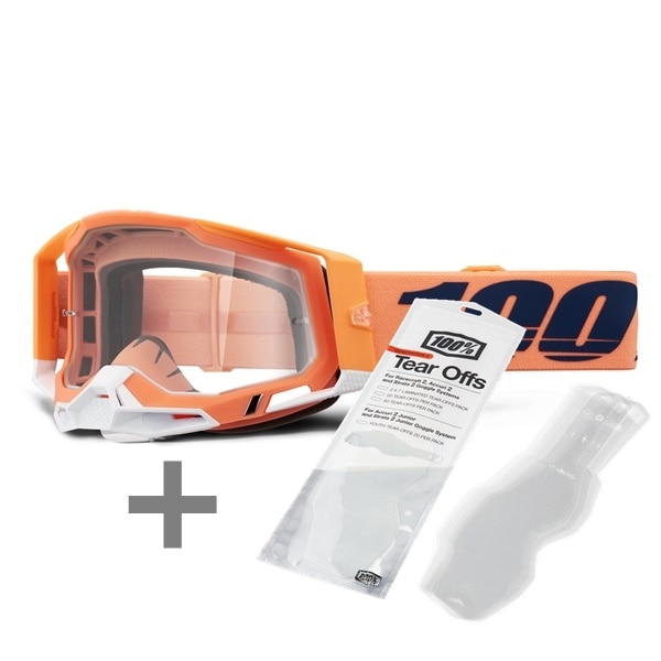 ゴーグル＆ラミネートティアオフセット　23 RACECRAFT2 ゴーグル Coral 100％