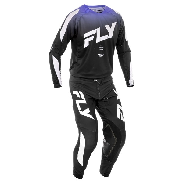 FLY EVOLUTION DST ブラック/ホワイト/パープル MXウエア 上下セット ＜アウトレット：送料無料対象外、返品・交換不可＞