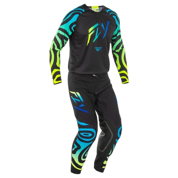 FLY EVOLUTION DST SPECIAL EDITION ZEN ブラック/ブルー/ハイビス MXウエア 上下セット ＜アウトレット：送料無料対象外、返品・交換不可＞