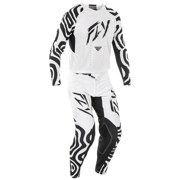 FLY EVOLUTION DST LIMITED EDITION ABYSS ホワイト/ブラック MXウエア 上下セット ＜アウトレット：送料無料対象外、返品・交換不可＞