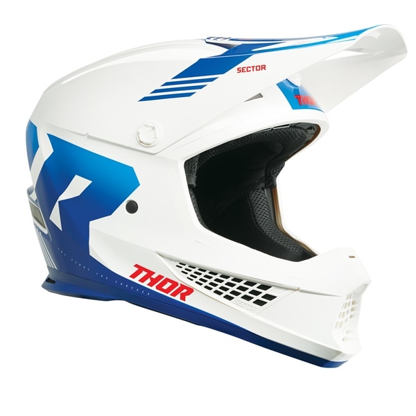 こちらは【林道はじめの一歩 同時購入価格の'24モデル SECTOR2 SG ヘルメット CARVE：WHITE/BLUE ［SG/PSC・MFJ公認] THOR】です。