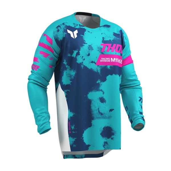 【キッズ】THOR LAUNCH BLEACH ホワイト/アクア MXジャージ 