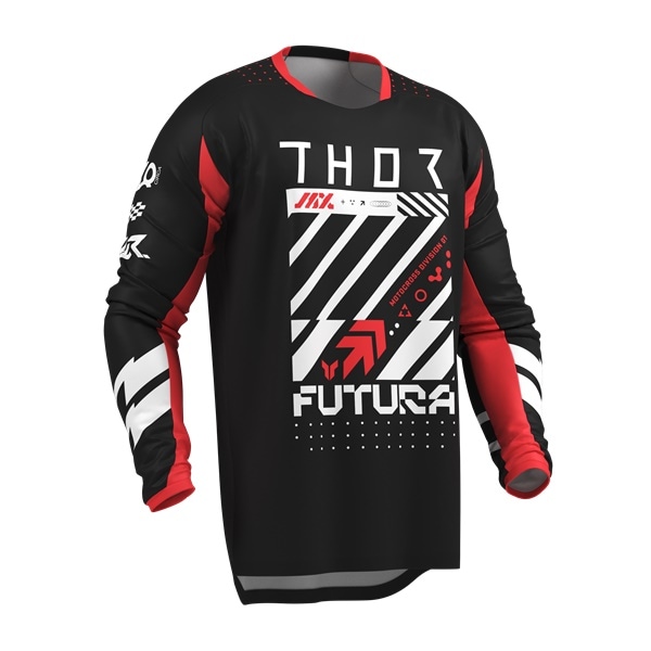 【キッズ】THOR LAUNCH FUTURA ブラック/レッド  MXジャージ 