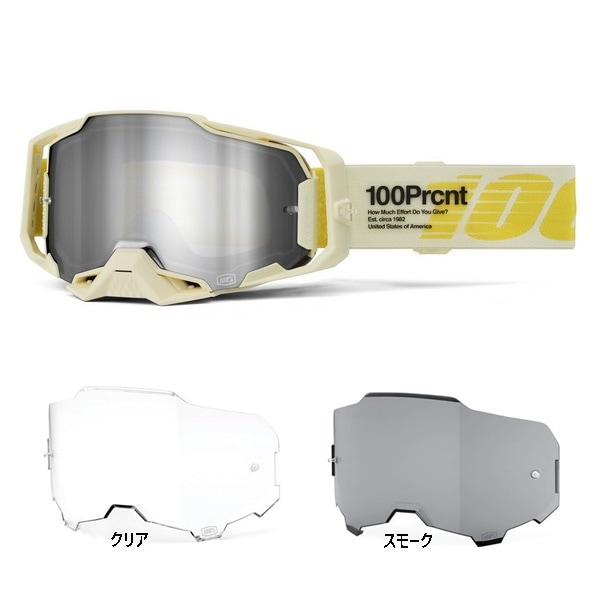 100% ARMEGAゴーグル ゴールド 交換レンズ付き ゴーグル,100%,ARMEGA | モトクロス・オフロードバイク用品通販