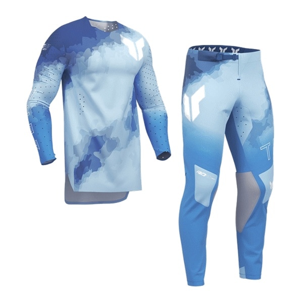 THOR SPORT CARBON アクア/パウダーブルー MX上下セット