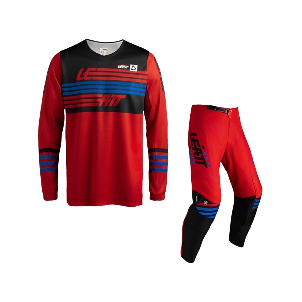 【キッズ】LEATT RIDE KIT 3.5 上下セット ストライプス レッド '27モデル