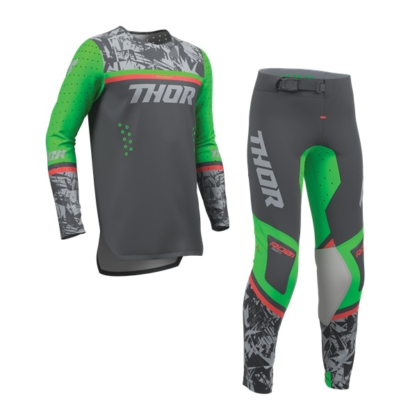 キッズ】THOR SPORT MXウエア 上下セット PUNKD チャコール/グリーン
