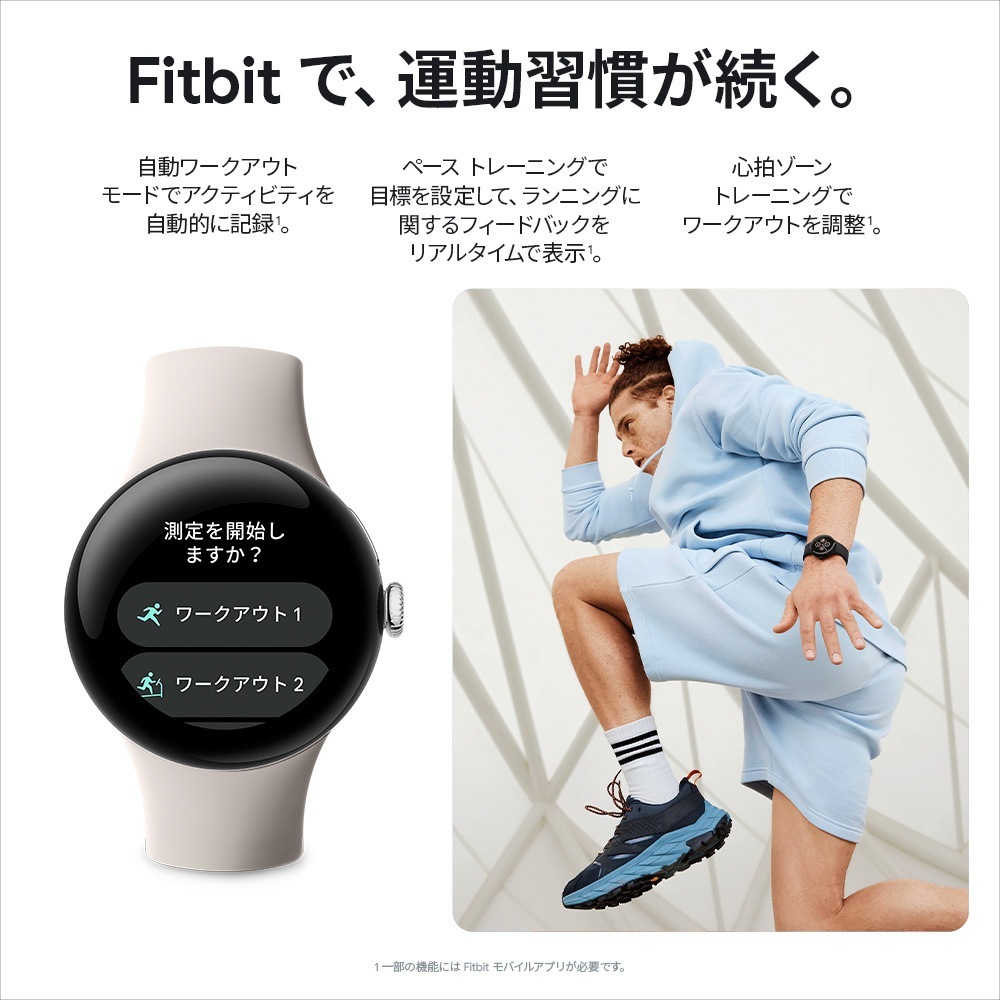 Google Pixel Watch  2 Polished Silver アルミケース / Porcelain アクティブバンド　スマートウォッチ　GA05031-GB