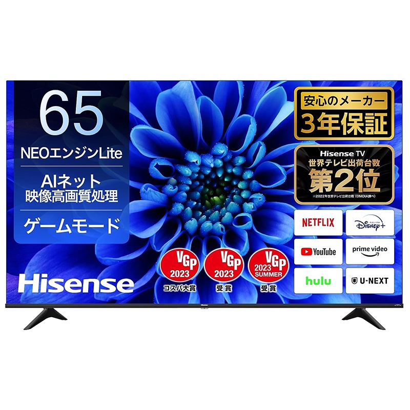 テレビ 65型 65E6G ハイセンス 65型地上 BS 110度CSデジタル4Kチューナー内蔵　LED液晶テレビ　【沖縄・離島不可】