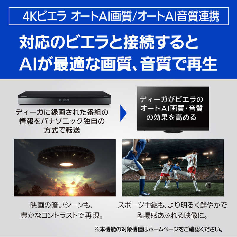 パナソニック Panasonic ブルーレイレコーダー [HDD容量:1TB 1.3倍/1.6倍速再生対応 ドラマ・アニメ1クール自動録画 3番組同時録画モデル 4Kチューナー内蔵ディーガ ] DMR-4T103