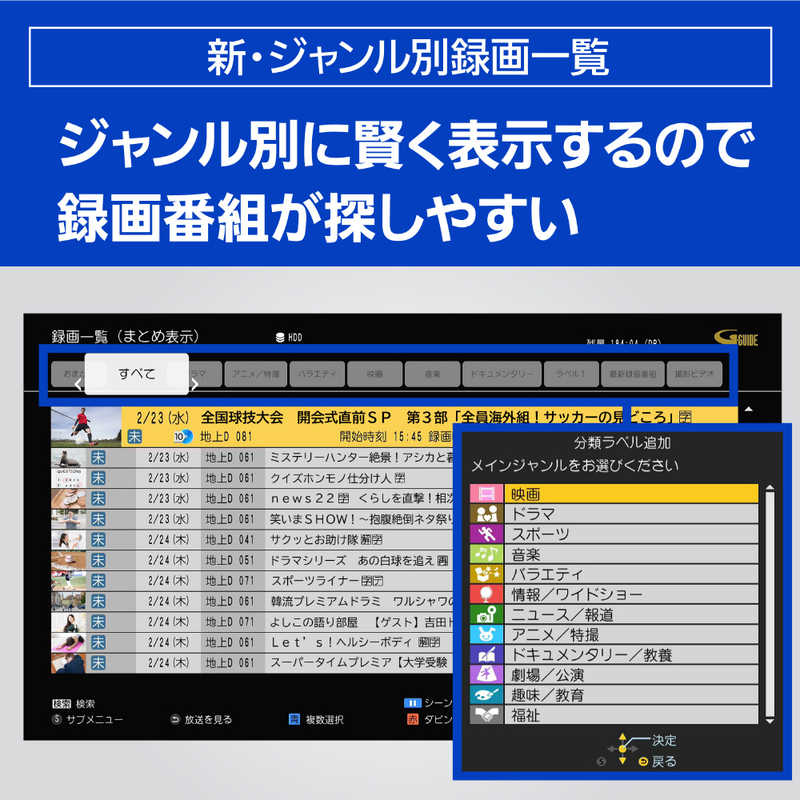 パナソニック Panasonic ブルーレイレコーダー [HDD容量:1TB 1.3倍/1.6倍速再生対応 ドラマ・アニメ1クール自動録画 3番組同時録画モデル 4Kチューナー内蔵ディーガ ] DMR-4T103