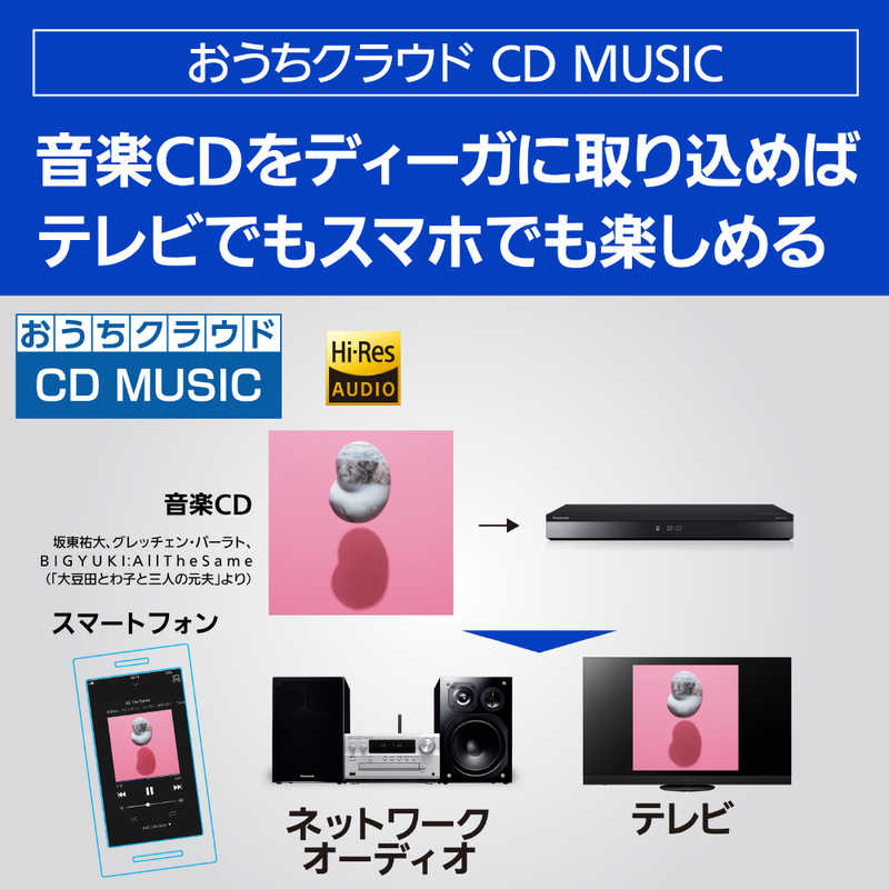 パナソニック Panasonic ブルーレイレコーダー [HDD容量:1TB 1.3倍/1.6倍速再生対応 ドラマ・アニメ1クール自動録画 3番組同時録画モデル 4Kチューナー内蔵ディーガ ] DMR-4T103