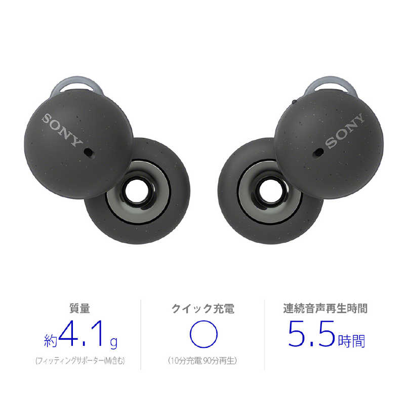 ソニー SONY LinkBuds フルワイヤレスイヤホン グレー [リモコン・マイク対応 /ワイヤレス(左右分離) /Bluetooth]　WF-L900HM グレー