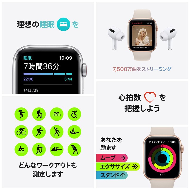 アップル Apple Watch SE 40mm MKQV3J/A シルバーアルミ アビスブルースポーツバンド GPS + Cellularモデル （第1世代）