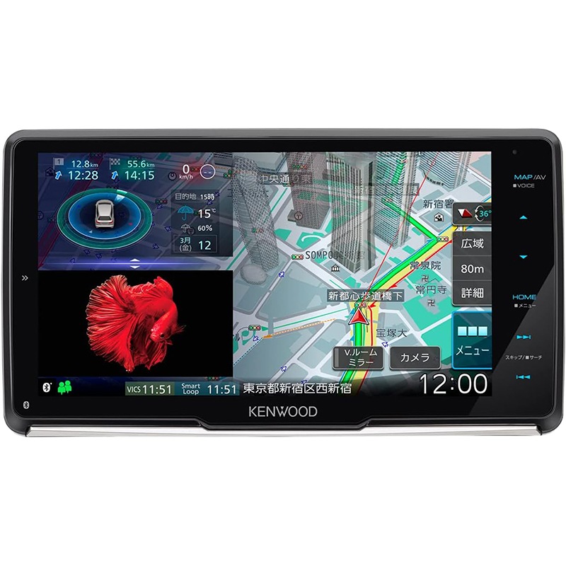 KENWOOD MDV-M908HDF カーナビゲーション 彩速ナビ 9V型 地上デジタルTVチューナー Bluetooth内蔵 DVD USB SD AVナビゲーションシステム フローティングモデル