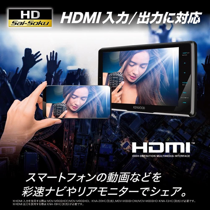 KENWOOD MDV-M908HDF カーナビゲーション 彩速ナビ 9V型 地上デジタルTVチューナー Bluetooth内蔵 DVD USB SD AVナビゲーションシステム フローティングモデル