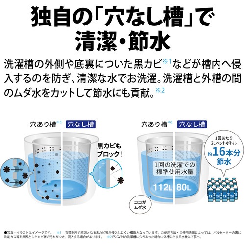 シャープ(SHARP) 全自動洗濯機 洗濯7kg ES-GV7H-P 穴なし槽 ピンク系 