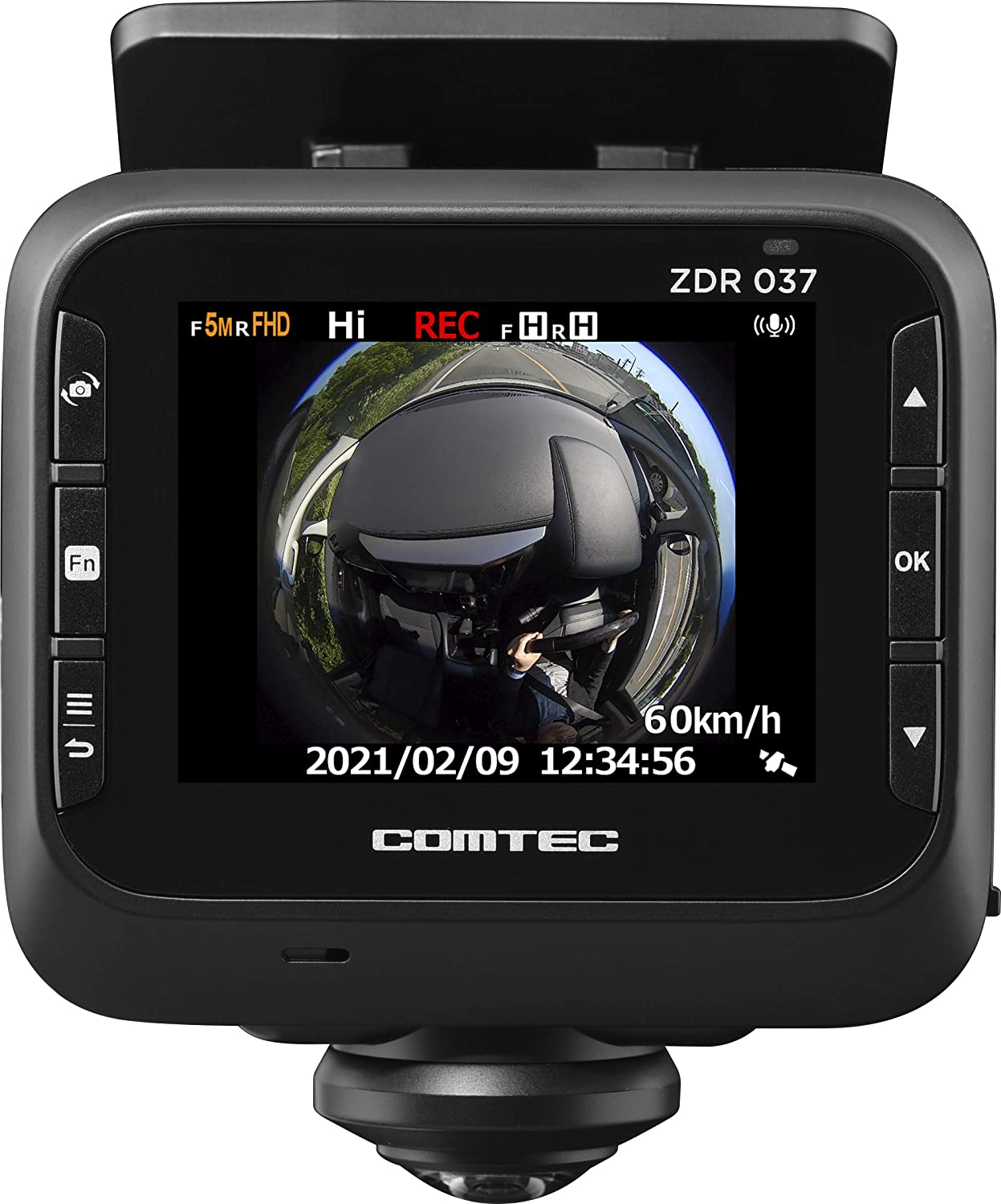 コムテック ドライブレコーダー 360度全方位+リヤカメラ搭載 ZDR037 800万画素360°カメラ全方位録画 STARVIS搭載リヤカメラ 後続車接近お知らせ機能搭載 日本製 3年保証 GPS 駐車監視