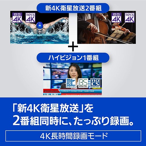 Panasonic 4Kチューナ内蔵 ブルーレイディスクレコーダー 2TB DIGA DMR-4W202 ディーガ HDD 4KBS/CS ダブルチューナー内蔵