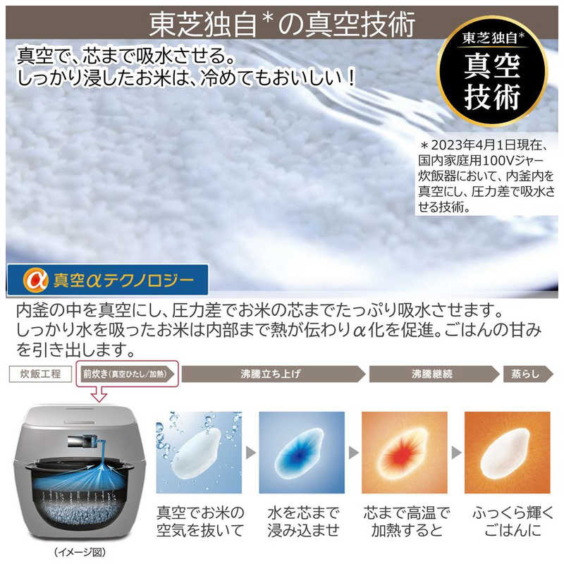 TOSHIBA 東芝 RC-10VSV(K) 真空圧力IH炊飯器 炎 匠炊き 5.5合 グラン 