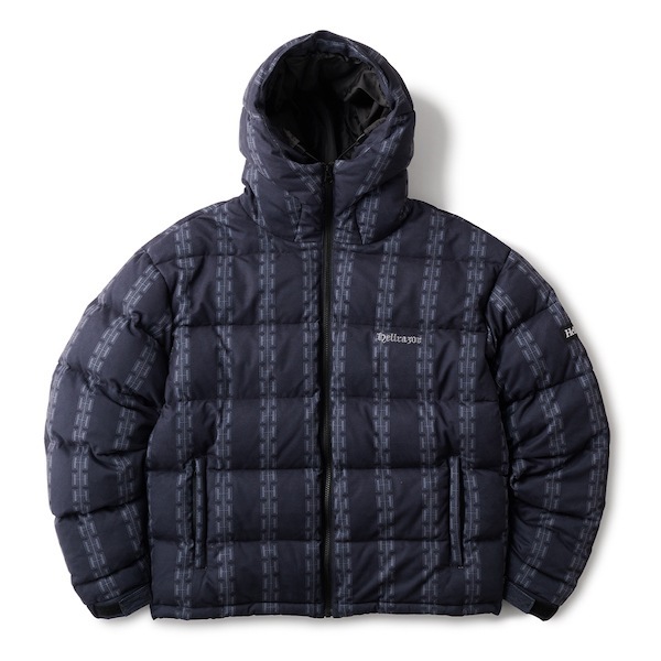 Hellrazor ヘルレイザー H CHAIN SUEDE HOODED DOWN JACKET