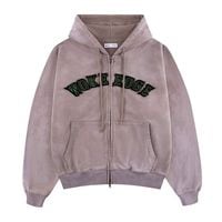 WOKE EDGE �����������å� Faded Embroidery Zip Up Hoodie
