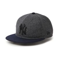NEW ERA �˥塼���� 9FIFTY Leather Strap MLB Wool Melton Newyork Yankees Gray/Navy Visor