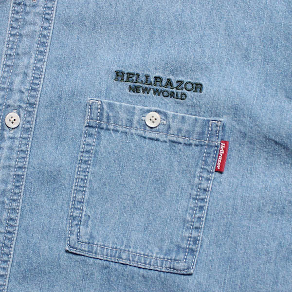 Hellrazor إ쥤 BLOCK LOGO DENIM SHIRT